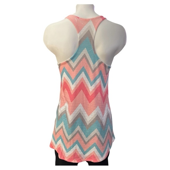Enti women’s small peach teal gray Aqua knit chevron sleeveless razorback tunic - Picture 3 of 6
